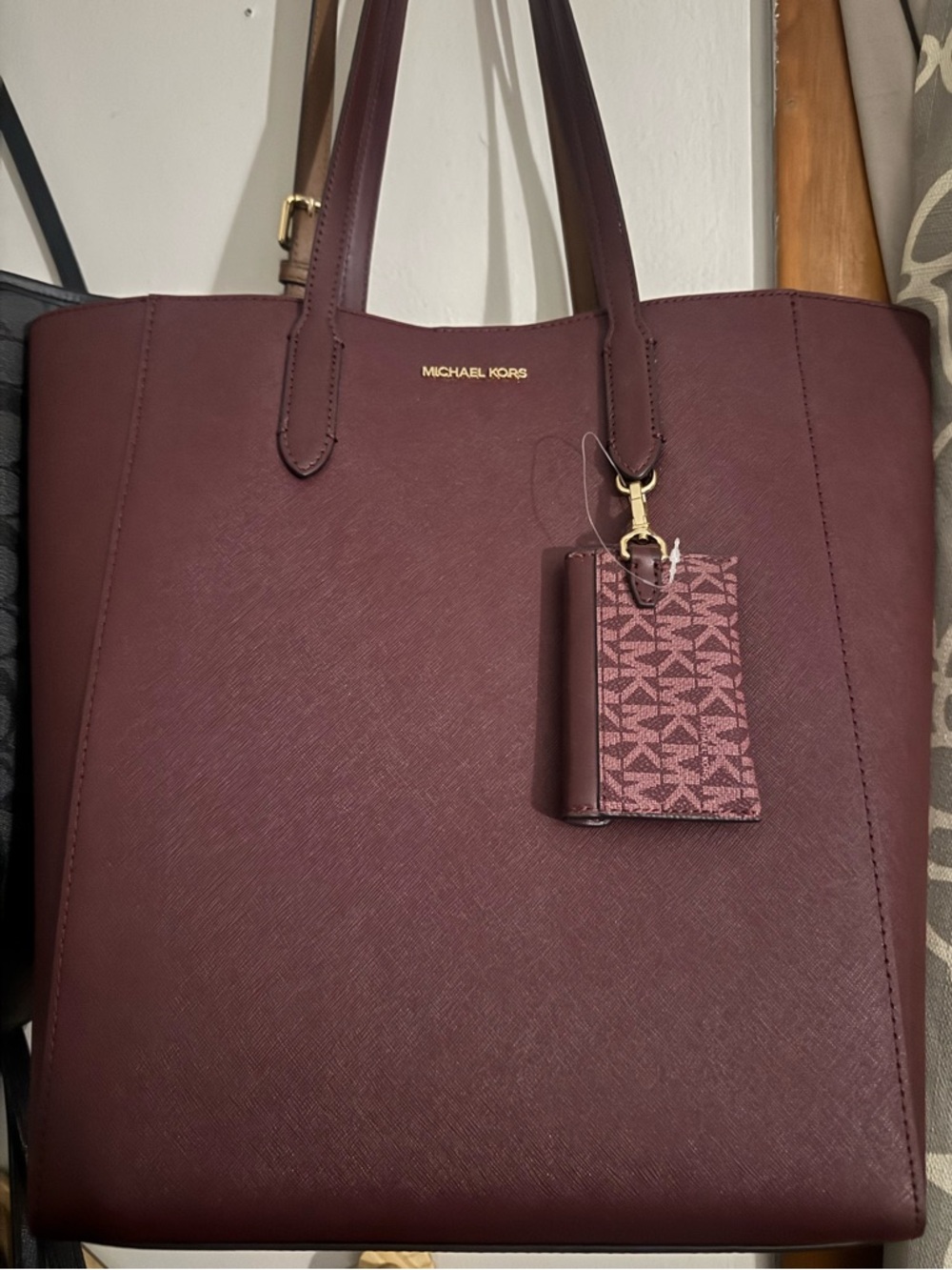 Brand New! Never Used!
Huge Michael Kors Maroon 
 Leather Tote with MK Tag